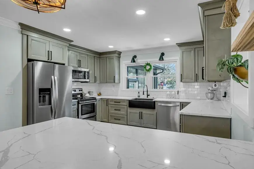 Marble island in a whole-house renovation — Greenville Kitchen & Bath